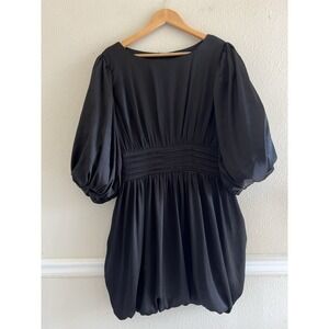 Beulah Bubble Hem Mini Black Dress Women's Large Romantic Whimsigoth Feminine